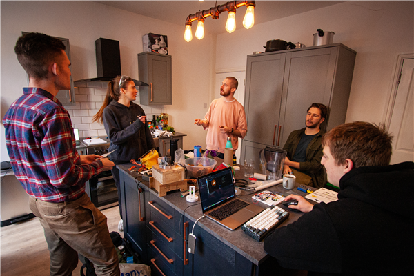 Mid-recovery testing in the kitchen.