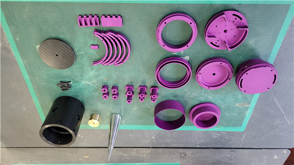 The machined parts.
