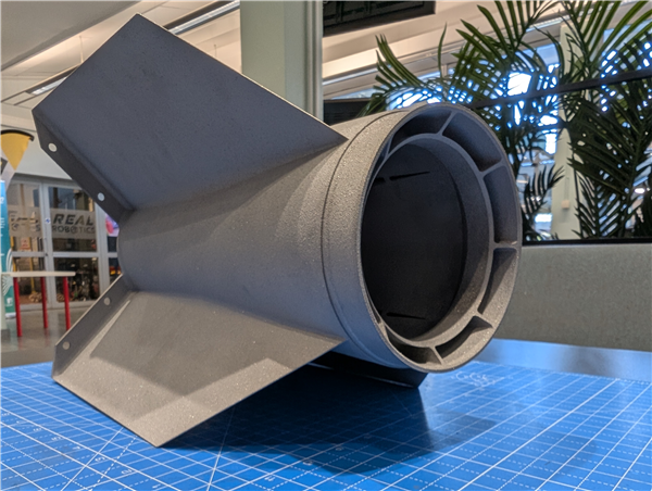 One-piece printed aluminium fincan with hollow fins to minimise roll-induced instability.